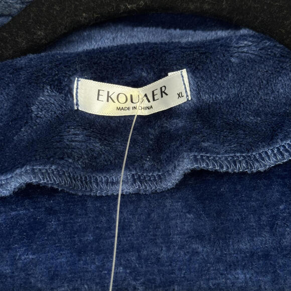 Ekouaer Women's XL Plush Zip-Up Long Robe Housecoat Full Length Pockets SOFT - Picture 2 of 7